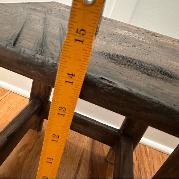 Vintage Primitive Small Stool Wooden Dark stain Rustic Earthy Decor Plant Stand - Picture 12 of 16